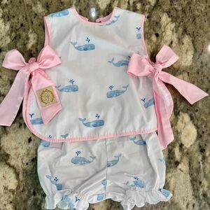 TBBC Whale Pink & Blue with side tie